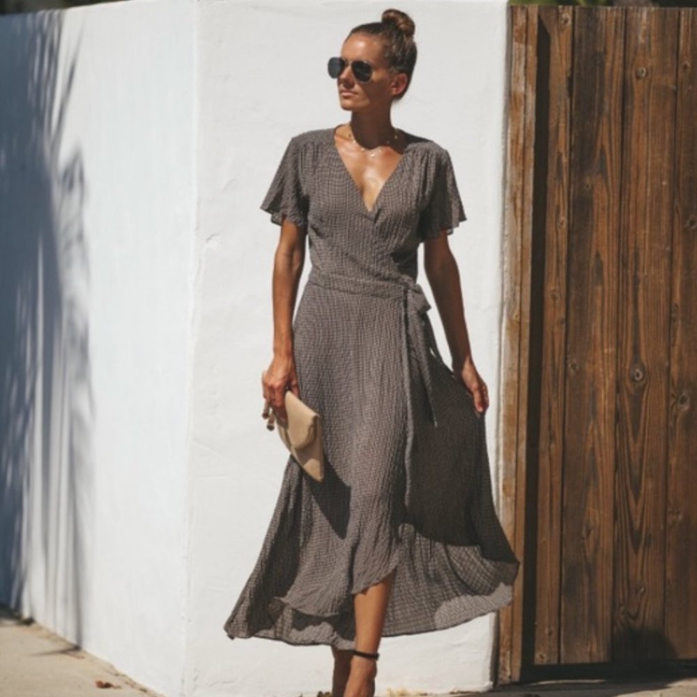 Never-Worn Vici Blaire Plaid Wrap Maxi Dress